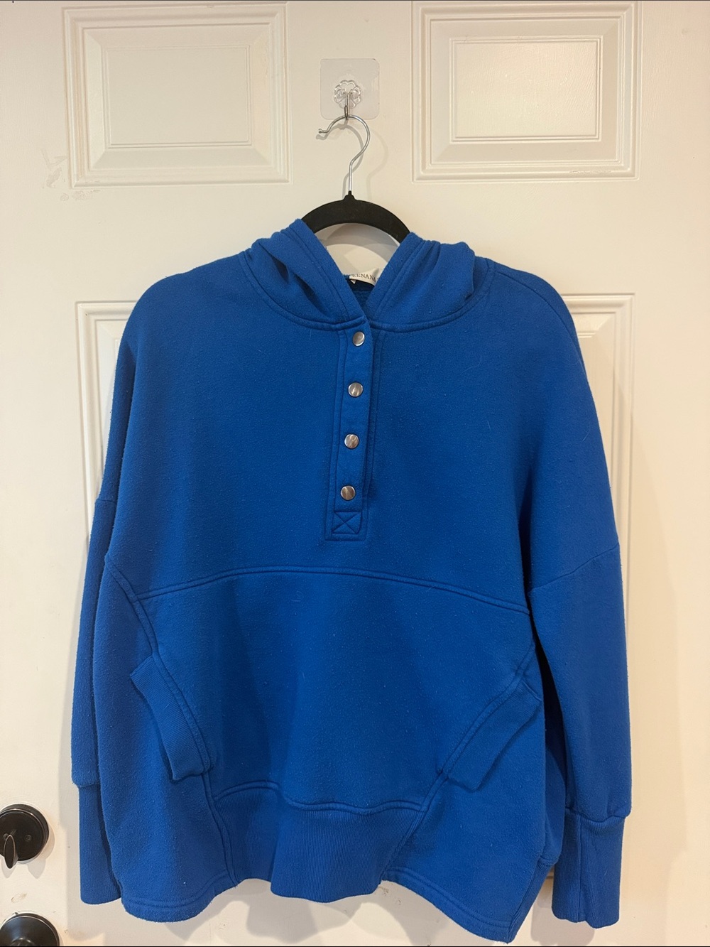 Zenana Outfitters Royal Blue Hooded Snap-Placket Sweater
